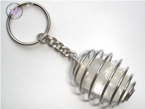 Clear Quartz Tumble Stone Keychain